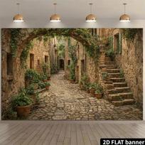Mediterranean Cobblestone Alley Backdrop Photography Background 47.2x31.5inch/120*80cm