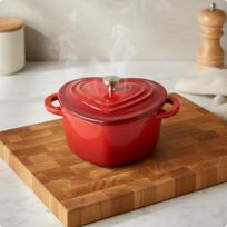 Širdies formos emaliuotas puodas Nonstick ketaus širdies keptuvė Šilumos išlaikymas Mažas padažas Raudonas raudona