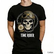 Vintažiniai skeletas Laiko Jojikas grafikos marškinėliai, medvilniniai apvalios apykaklės trumparankoviai marškinėliai, Steampunk kišeninio laikrodžio spaudinys, Unisex viršus S įvairiaspalvis