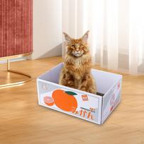 Cardboard Cat Scratcher Box Scratch Pad Kitty Scratching Playing Sleeping Heavy Duty Catnips oranžinė