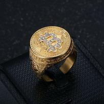 Megin D Nerūdijančio Plieno Titano Hip Hop Bling Ledinis Bitcoin Punk Žiedai Vyrams Moterims Porai Berniukams Dovana Mados Papuošalai 13 beige