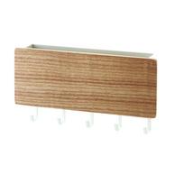 Medinis raktų laikiklis pašto organizatorius 5 kabliukai Montuojamas be gręžimo sieninis raktų laikiklis Sandėliavimo lentyna Medis Walnut Wood Color brown
