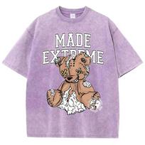Made Extreme Broken Teddy Bear Doll Printing Men Tee Shirts Breathable Clothes Summer Short Sleeve Soft Loose T-Shirt S