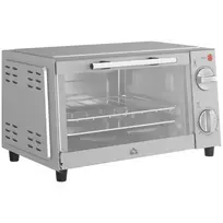 Mini Orkaitė 9L | Su Kepimo Skardomis, Grilio Lentyna, Reguliuojama Temperatūra 100–230 °C, 60 min Laikmatis, 750 W, Nerūdijantis Plienas, Sidabrinė