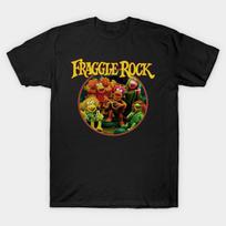 Men Black Print T-shirt Fraggle Rock 80S Classic // Vintage No-Cut Transfer Paper Print Cotton Tshirt S juoda
