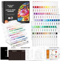 Shuttle Art Acrylic Marker Direct Ink Brush Paint Lightfast Acrylic Suitable for and Includes Storage Perfect for Art and Gifts 60-Color Set, Type,