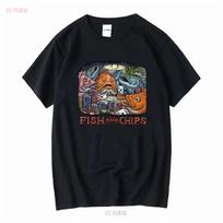 Ray Troll Fish and Chips Poker Players NEW Adult T Shirt 3X 2X S Cotton Tee Vintage Washed Casual Streetwear Designer Clothes S įvairiaspalvis