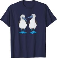 Booby Sea Birds Footed Blue Feet Drawing T-Shirt S įvairiaspalvis