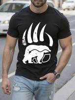 Black Bear Paw Print Graphic Tshirt - Relaxed Fit Crew Ne... S įvairiaspalvis