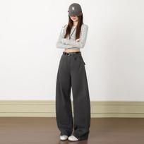 Early Spring Split Hem Saber Cut High Waist Relax Drape Scythe Wide Leg Denim Pants For Women Casual Pants Oversize Denim Trousers XS