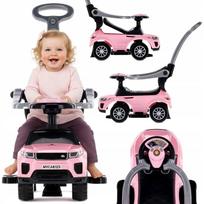 Sun Baby vaikiškas paspirtukas-stumiukas su rankena ir apsauginiu lankeliu Sport car, rožinis
