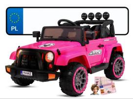 Vaikiškas visureigis Full Time 4WD 4x4 rožinis su nuotolinio valdymo pulteliu, garso sistema ir LED