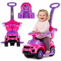 Sun Baby paspirtukas-stumdukas Sport Car rožinis su stūmimo rankena ir daiktadėže