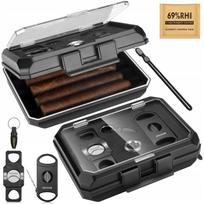 Keliaujantis cigarų humidoras 5 cigarams su higrometru, kedrinis, kompaktiškas