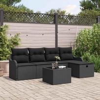 Sodo Sofų Rinkinys su pagalve 6 pcs Juoda Poli ratanas