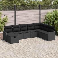 Sodo Sofų Rinkinys su pagalve 8 pcs Juoda Poli ratanas