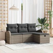 Sodo Sofų Rinkinys su pagalve 4 pcs Pilka Poli ratanas