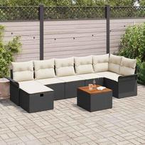 Sodo Sofų Rinkinys su pagalve 8 pcs Juoda Poli ratanas