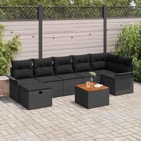 Sodo Sofų Rinkinys su pagalve 8 pcs Juoda Poli ratanas