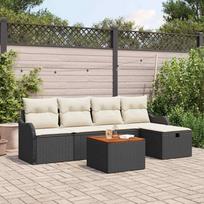 Sodo Sofų Rinkinys su pagalve 6 pcs Juoda Poli ratanas