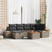Sodo Sofų Rinkinys 7 pcs Pilka 55 x 62 x 69 cm Poli ratanas