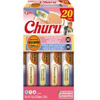 INABA Churu – cat treat assortment with salmon and salmon with tuna-flavored snacks, 20 x 14 g