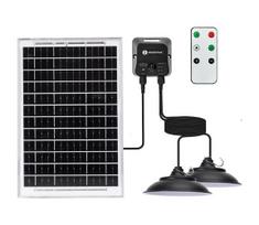 Aigostar - LED saulės liustra su jutikliu, 2x LED, 35 W, 12 V, 6000 mAh, 6500 K, skersmuo 15 cm + nuotolinis pultelis