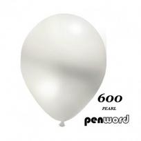 Balionas ovalūs Penword 12" Metalic, balta sp., 100 vnt.