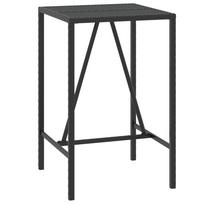 vidaXL Stalas su stikliniu stalviršiu, juodas, 70x70x110cm, ratanas