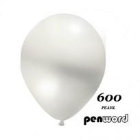 Balionas ovalūs Penword 12" Metalic, balta sp., 100 vnt.