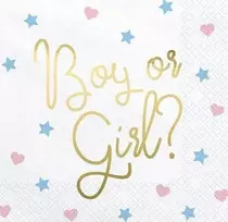 Party Deco Servetėlės 3 sluoksnių "Boy or girl" baltos