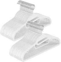 Songmics Drabužių pakaba plastikinė neslidi, taupanti vietą balta