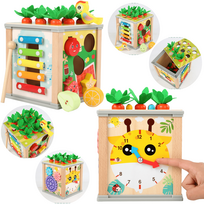 Lean Toys Medinis edukacinis kubas vaikams 5 viename