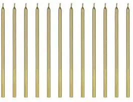 Party Deco Žvakutės gimtadienio 12 vnt 14cm auksinės