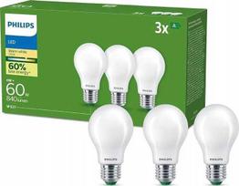 Signify „Philips Classic LED-A-Label“ lempa 60 W E27 matinė šilta lemputė, 3 vnt. pakuotėje
