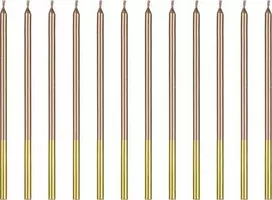Party Deco Žvakutės gimtadienio 12 vnt 14cm rausvai auksinės