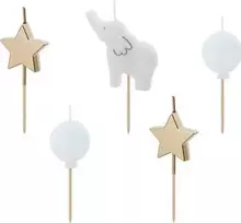 PartyDeco Gimtadienio žvakutės "Drambliukas" spalvotos 5 vnt 3*5cm