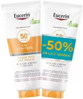 Eucerin Oil Control Dry Touch Sun Gel Kreminis Ultra Light SPF 50+ apsauginis kremas nuo saulės, 2 x 200 ml