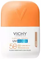Vichy Capital Soleil UV Aqua drėkinamasis fluidas su tonuotu SPF50+, 50 ml, vidutinio dydžio
