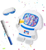Relaxdays Astronauto piñatos rinkinys su lazda ir kauke