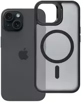„iPhone 15“ dėklas „Forcell F-Protect Shadow Stand Premium“, suderinamas su „MagSafe“ juodas