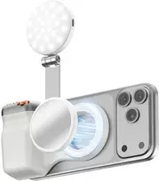 Magnetinis telefono laikiklis 4smarts su rankena fotografavimo lempa ir belaidžiu valdymo pultu balta