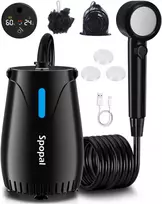 Spopal nešiojamas dušo prietaisas su LED apšvietimu, 10000 mAh, IPX8, temperatūros rodymu