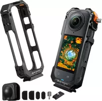 K&F CONCEPT Insta360 X5 aliuminio kameros narvas su silikonine objektyvo apsauga, 2 šaltos batų jungtimis