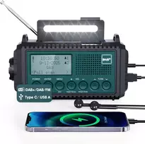 Mesqool nešiojamas DAB+/FM radijas su 5000 mAh baterija, žibintuvėliu ir skaitymo lempa, IPX4