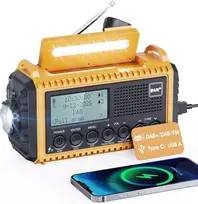 Mesqool nešiojamas DAB/FM radijas su saulės įkrovimu, 5000 mAh akumuliatoriumi, LED žibintuvėliu ir SOS funkcija, IPX4 CR1009Pro DAB