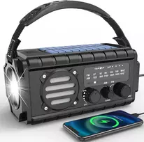 Nigecue nešiojamas saulės radijas su dinaminiu įkrovimu, 20000 mAh, AM/FM, LED žibintuvėlis, XSY350