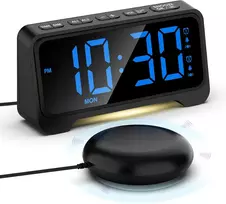 Mesqool žadintuvas su vibracija, USB-C įkrovimu, LED ekranas, dvigubas signalas, 1028EM