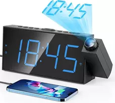 Mesqool projekcinis žadintuvas su LED ekranu, dvigubu žadintuvu, USB įkrovimu ir 7 colių ekranu M-1001F-B