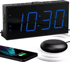 Mesqool garsus žadintuvas su vibracija, dvigubu žadintuvu, dideliu LED ekranu, USB įkrovimu, CR1001em
